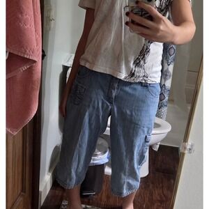 Lee Comfort Waistband Denim Capris Light Wash Blue Summer Cargo Pockets Size 12M